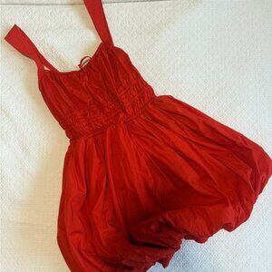 Aritzia Red Sleeveless Corset Sun Dress
